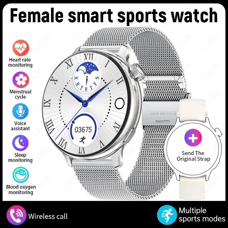 LIGE Sports Smart Watch for Women Wireless Call Heart Rate Sleep Monitor Multiple Sports Modes for Running Yoga Fitness Ladie