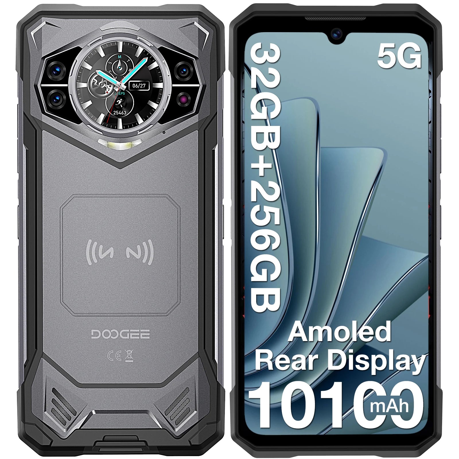 DOOGEE S200 5G Rugged Phone 1.32" Rear Display 12GB 256GB 6.72" 120Hz 100MP AI Main Camera 10100mAh Battery 33W Smartphone