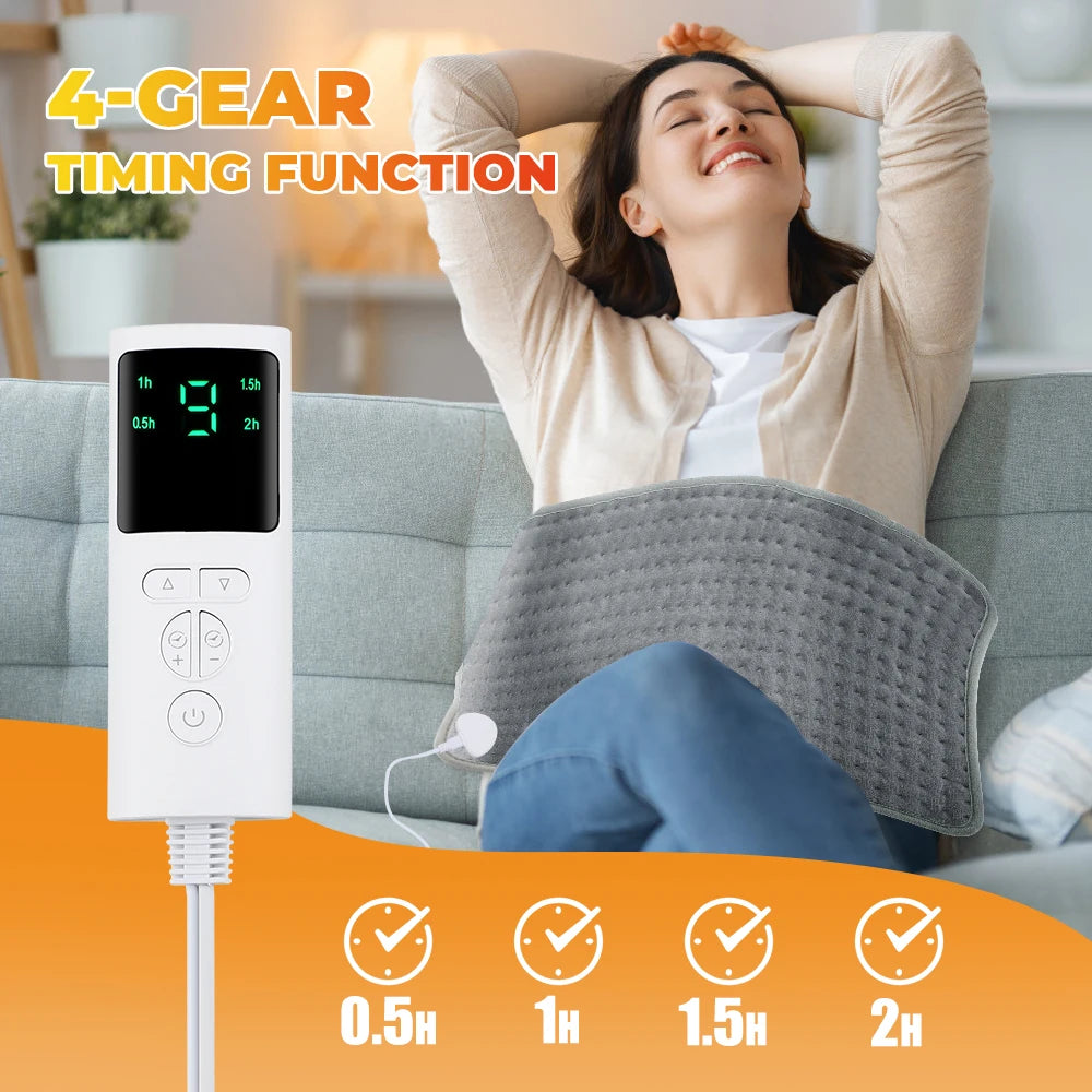Electric Heating Pad for Pain Relief 60x30cm - Washable Wellness Tool Relaxation Treatment Tidesmit