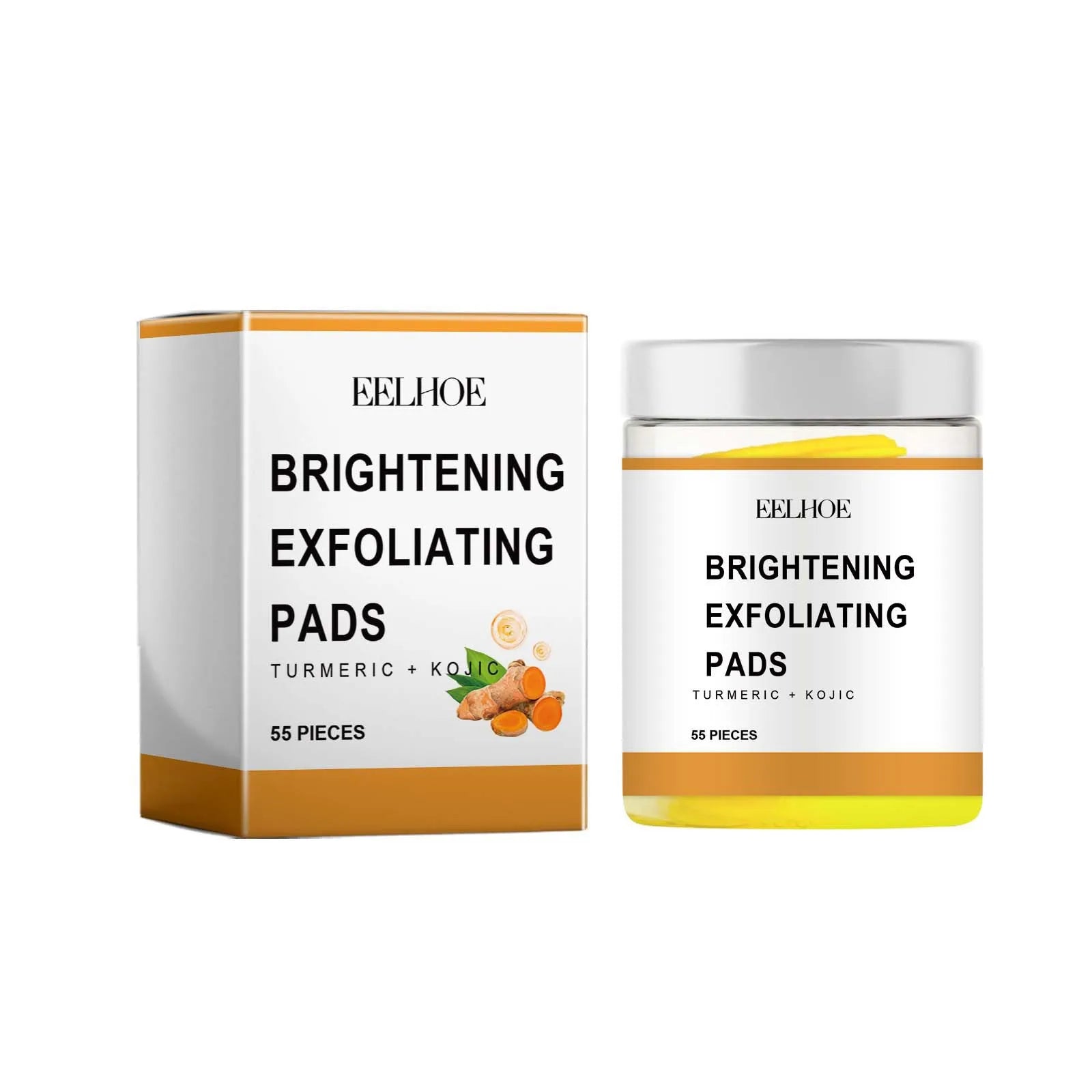 Turmeric Exfoliating Pads for Face Brightening - 55 Pcs Vegan Formula Scrubs Treatments Tidesmit