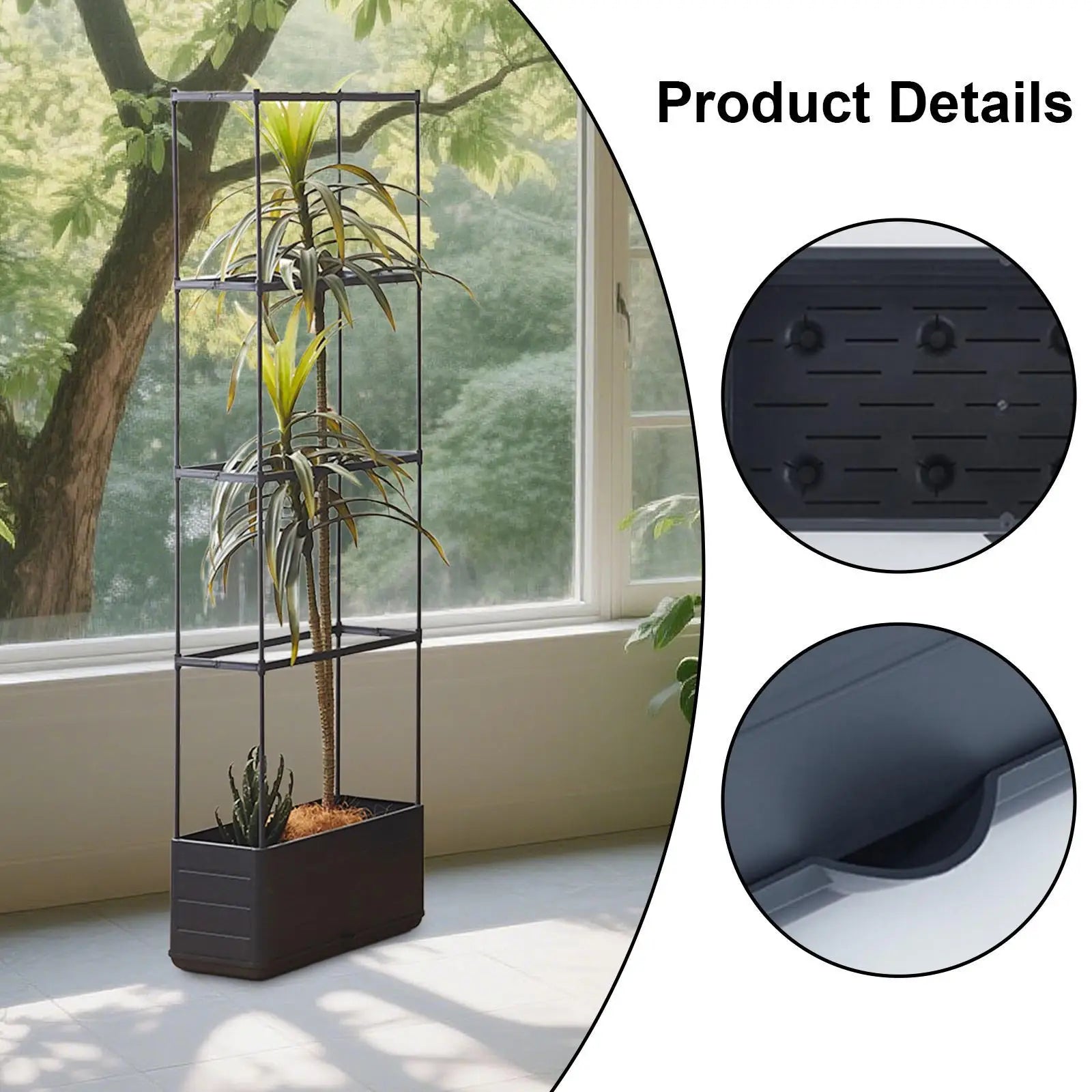 Planter Box with Trellis Plant Pot Vertical Gardening Self Watering Tomato