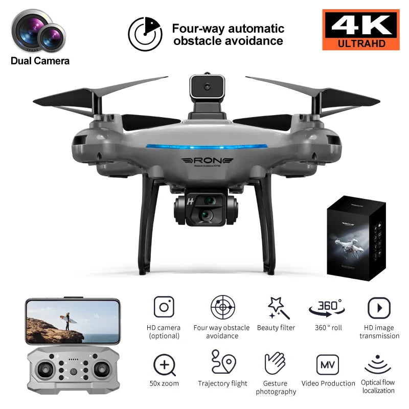 8K Camera Drone with Dual Lens Obstacle Avoidance - Foldable Quadcopter Tidesmit