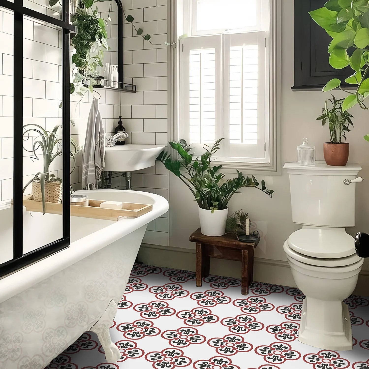 Peel and Stick Floor and Wall Tile Waterproof  Flooring for Bathroom, Vinyl Self Adhesive Flooring Tile 6PCS Backsplash