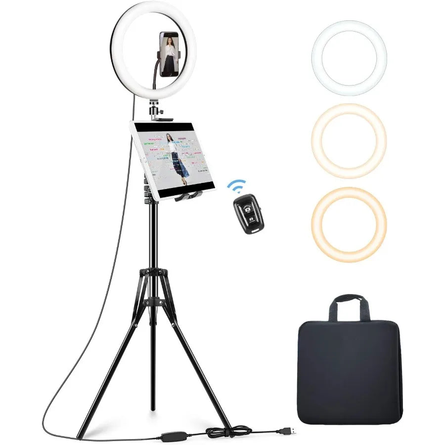 12-Inch Dimmable Ring Light with 72-Inch Tripod for Professional Content United States Tidesmit
