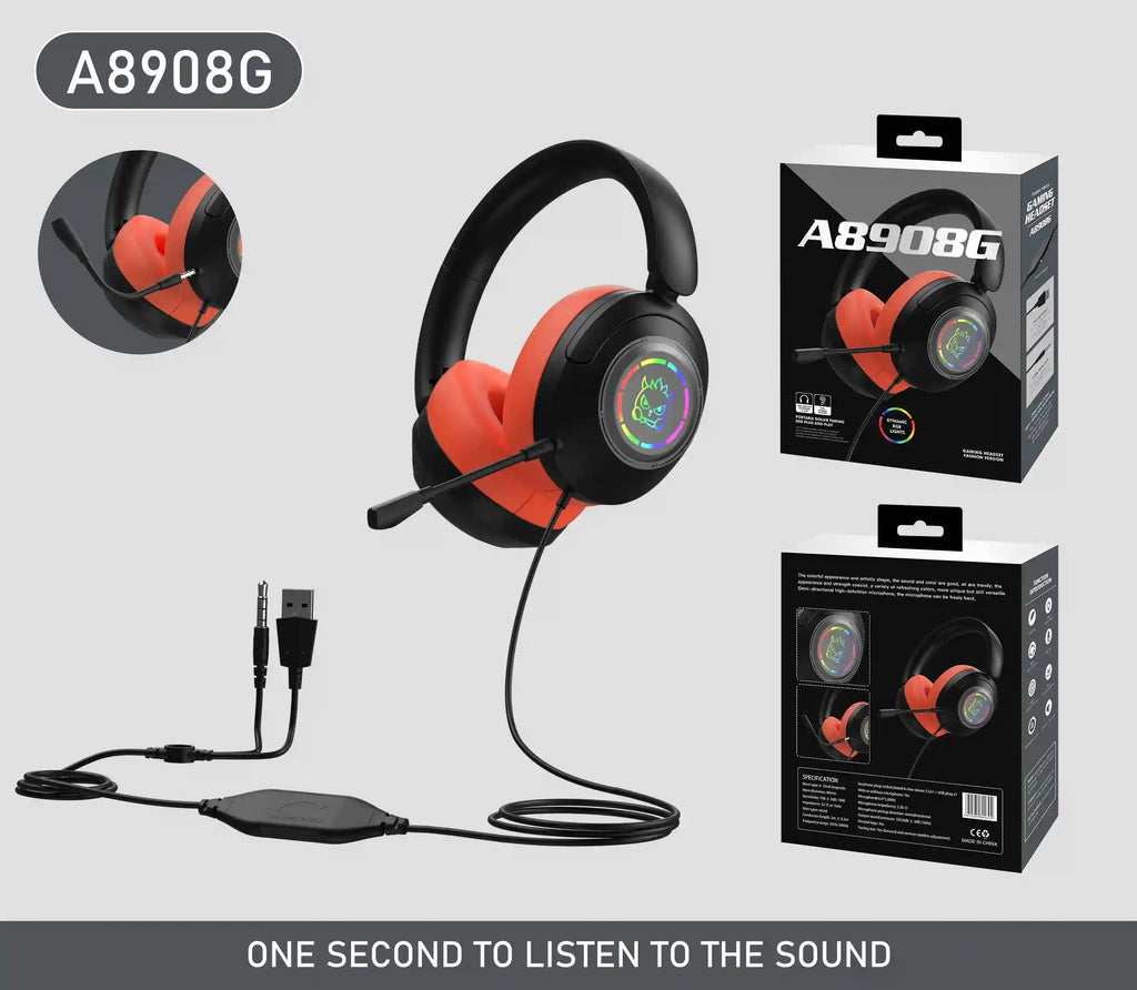 Wired Gaming Headset with Noise Cancelling Mic - Over-Ear Design Tidesmit