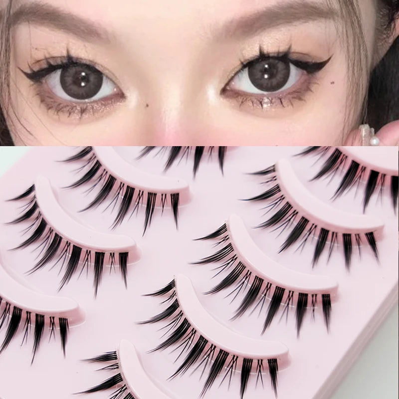 Anime Manga False Eyelashes - Natural Wispy Faux Lashes - 5 Pairs Set False Eyelashes Tidesmit