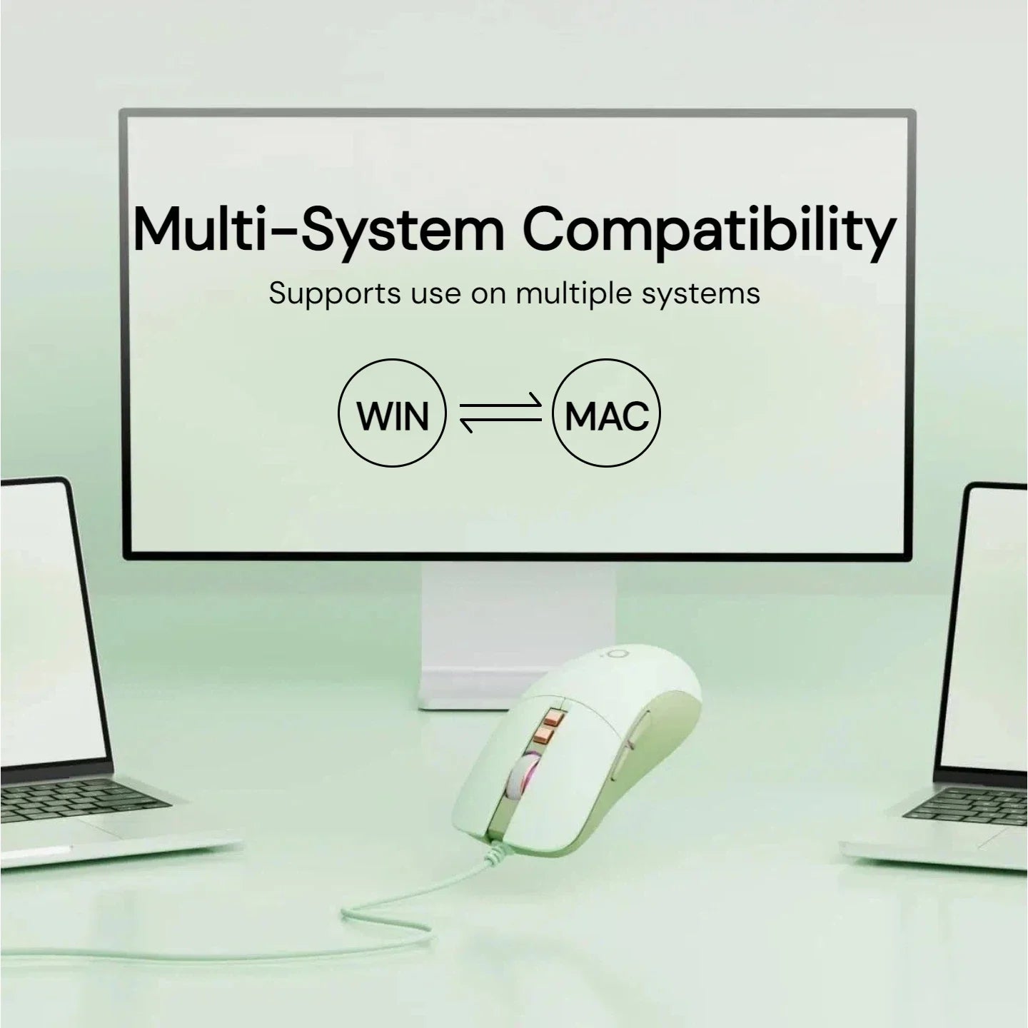 Silent Wired Mouse Aesthetic 2400 DPI Ergonomic USB Optical Computer Mouse for Women Girls Students Office Home Work Laptop PC MacBook Desktop Quiet Click Plug Play Cute Kawaii Mute Mice Sage Green Pink Beige Minimalist Desig