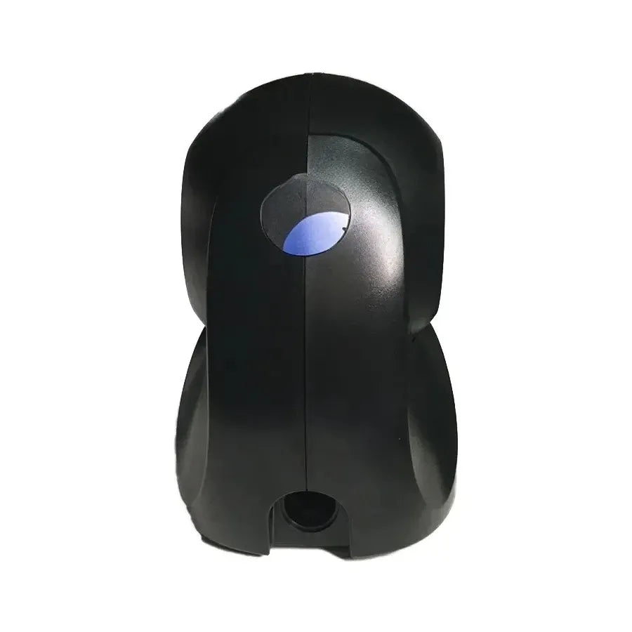 Used barcode scanner dock with black housing and reflective lens window