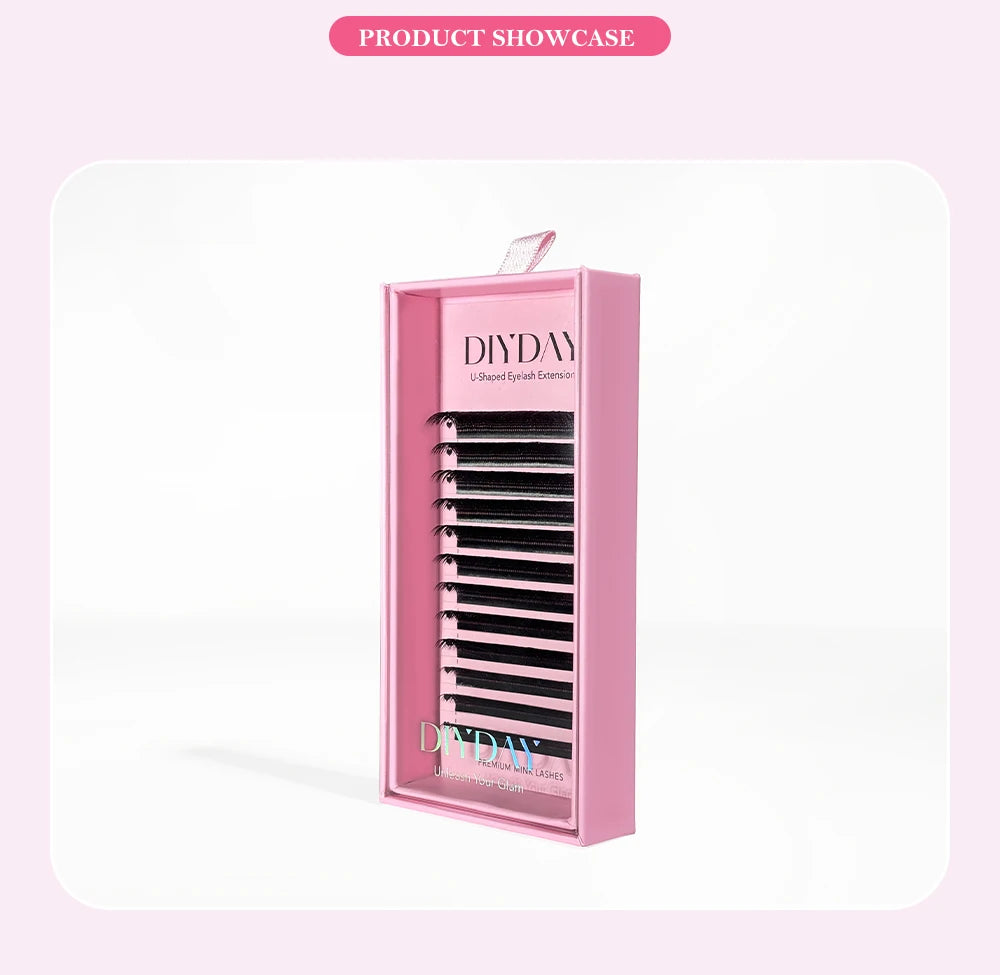 DIYDAY U-shaped Eyelash Extension Easy to Apply 3D Volume False Lashes Natural Wispy U YY Shape Faux Mink Eyelashes for