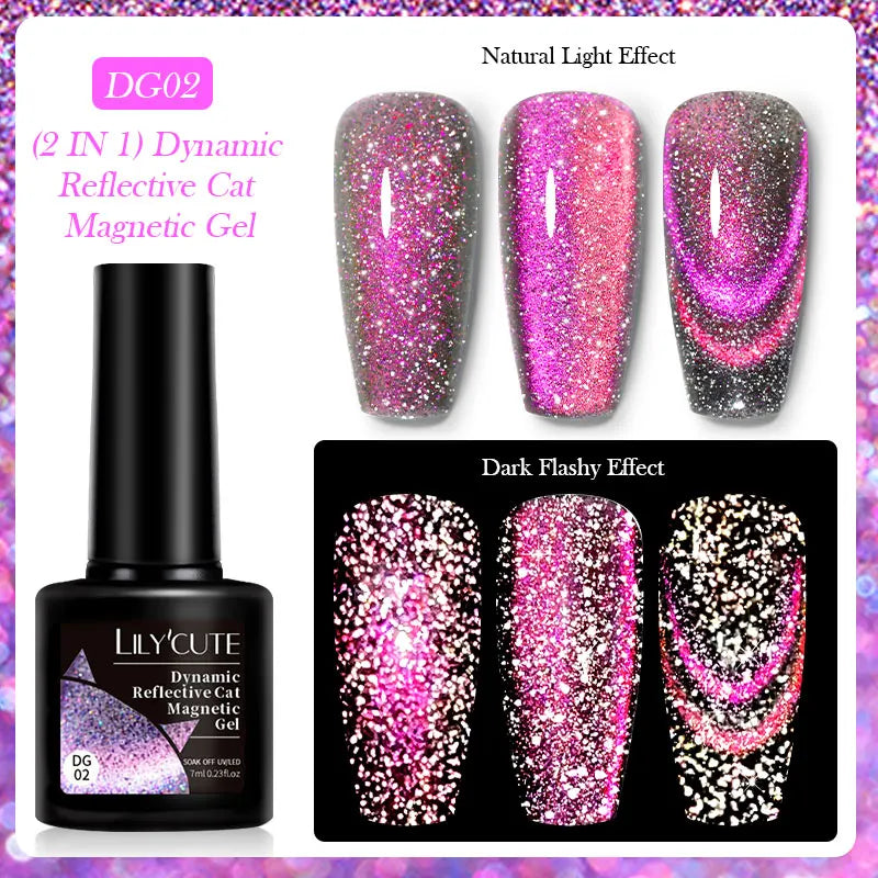 Magnetic Cat Eye Gel Nail Polish – Reflective UV Soak Off Kit Permanent Makeup Machines LC-DG02 Tidesmit