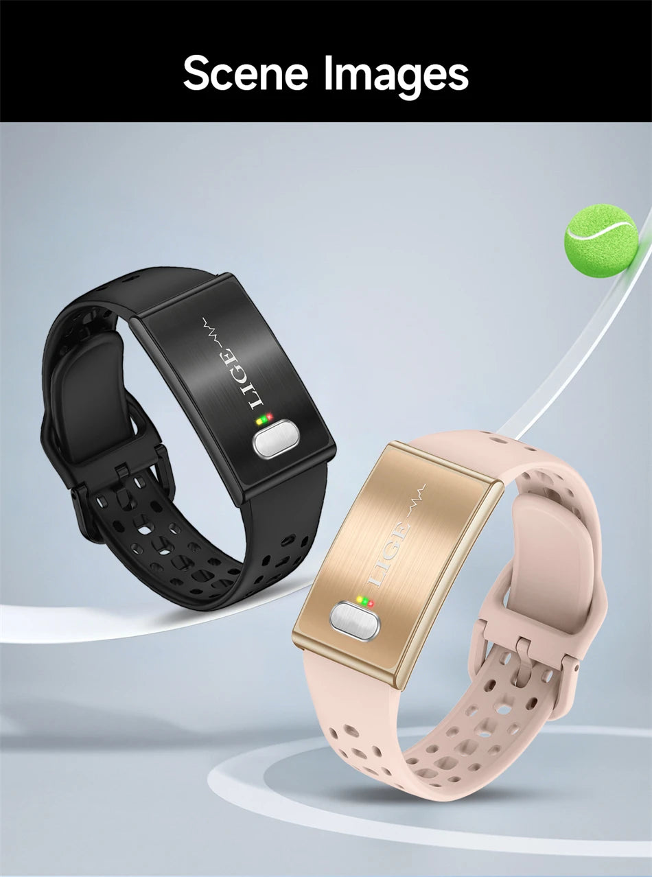LIGE ECG HRV Health Smart Bracelet Heart Rate Blood Pressure Monitoring Body Fat BMI Body Temperature Fitness Tracker Smartwatch