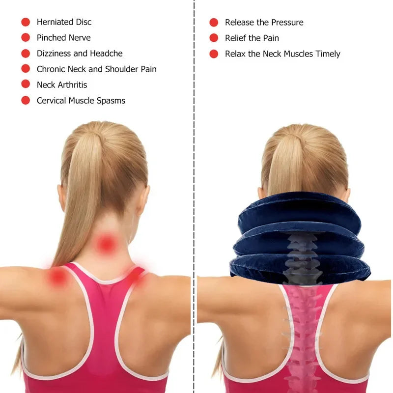 Inflatable Neck Traction Device | Adjustable Cervical Support Pillow Fascia Gun Tidesmit