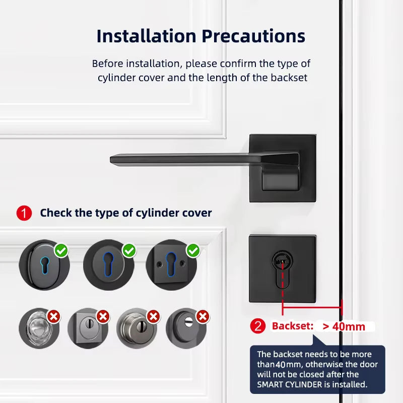 RAYKUBE L12 Tuya BLE Fingerprint Cylinder Electric Digital Door Lock With Waterproof Silicone Cover Password/Key/Tuya APP Unlock