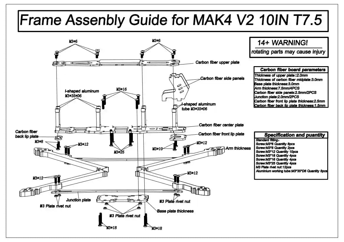 10 Inch FPV Racing Drone Frame Kit with F7 Flight Controller Tidesmit