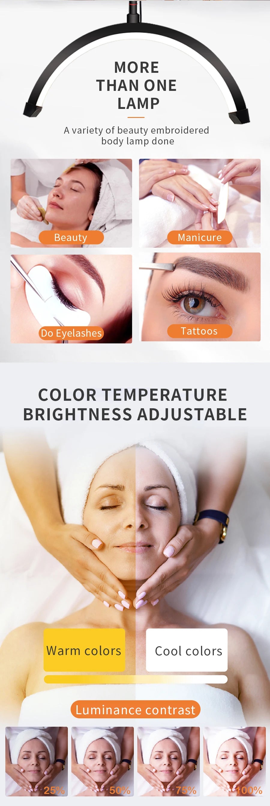 Half Moon Eyelash Lamp - LED Salon Light with Adjustable Color Temperature Tidesmit