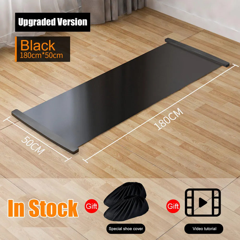 140/180/200cm Multifunctional Yoga Sliding Mat for Ice Hockey Roller Skating Leg Exercise Indoor Sliding Fitness Training Board