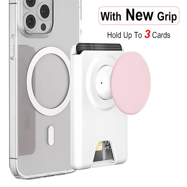 Magnetic Phone Wallet Case with Grip - Slim Shock-Absorbing Cover White Pink Tidesmit
