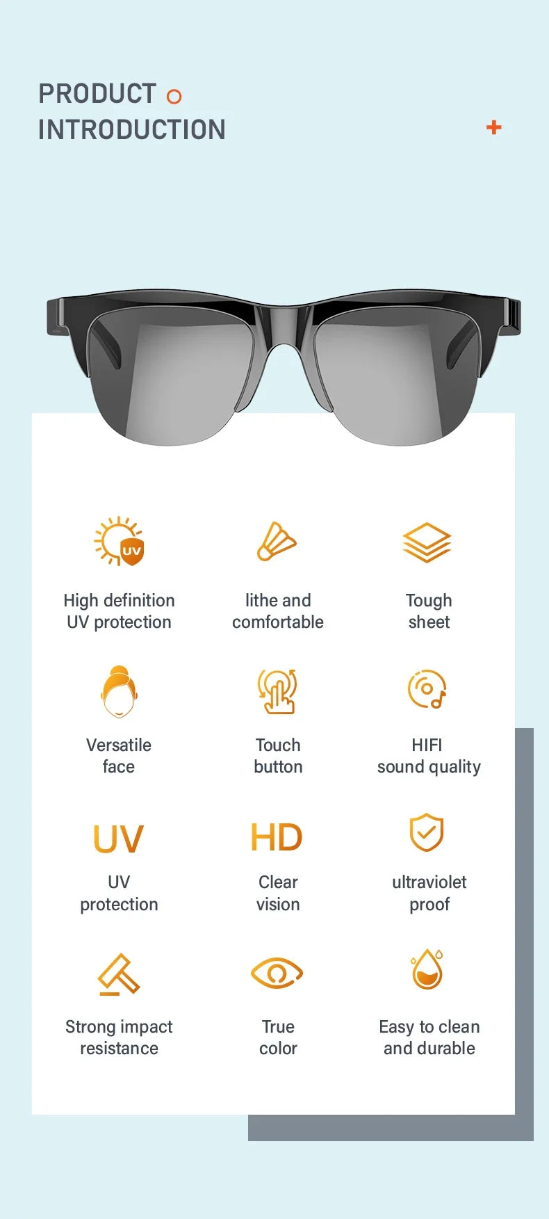 Tidesmit Bluetooth Smart Glasses V5.3 - Wireless Audio & UV Protection Tidesmit