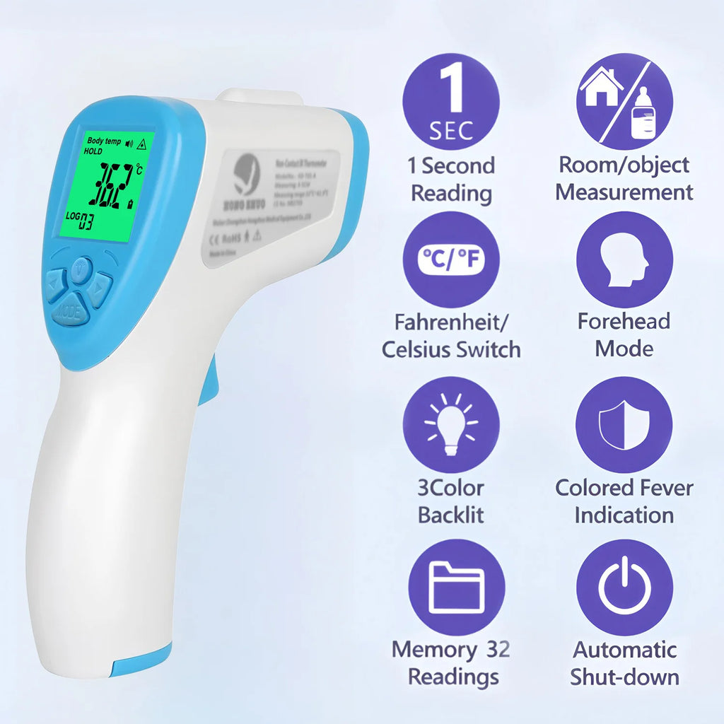 Non-Contact & Ear Dual-Mode Infrared Thermometer -Digital LCD Fever Detector for Infant Adult Kids,Fast Measurement Thermometer