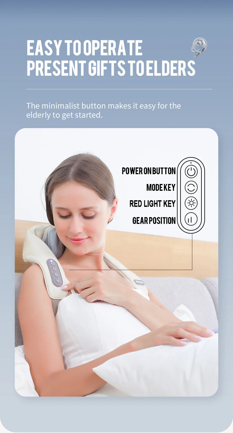 Back Massager Shawl with Heat - Rechargeable Deep Tissue Relief Device Back Massage Instrument Tidesmit
