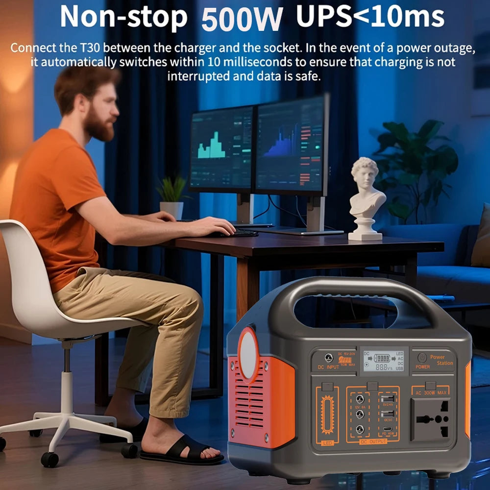 Gaiaray 500W 460Wh Portable Power Station LiFePO4 Battery UPS Backup Power Solar Generator Emergency Power Plant for Camping RV