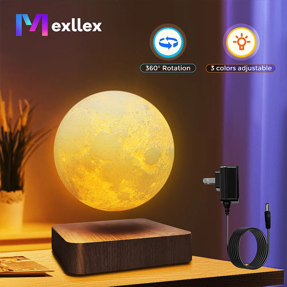 Levitating Moon Lamp | 3D Magnetic Floating LED Light by Tidesmit Tidesmit