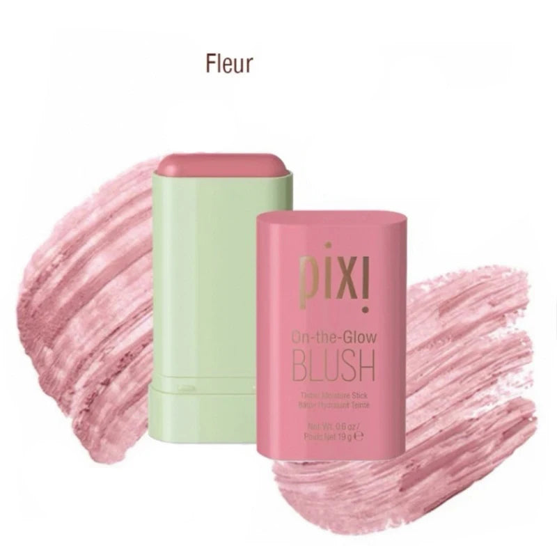 Tidesmit PIXI 3in1 waterproof blush stick showing matte cream texture and pigmented color swatch for face makeup