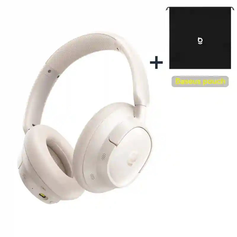 Wireless Noise Cancelling Headphones: 80Hr Battery Over-Ear Audio White add pouch China Mainland Tidesmit