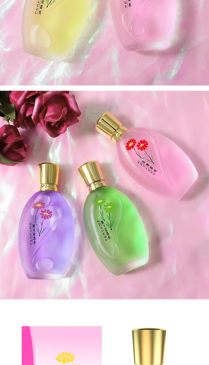 50ml Osmanthus Gardenia floral Eau de Parfum for women. Elegant frosted oval bottles with gold caps. Long-lasting scent.