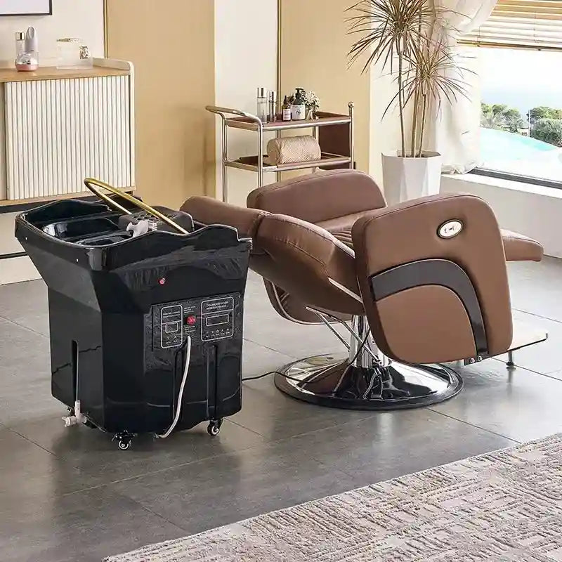 Portable Shampoo Bed with Water Tank - Mobile Spa Chair Black/White Massage Chairs Tidesmit