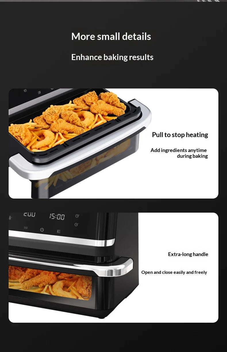 Commercial Digital Large-Capacity Touchscreen Display Stainless Steel Double Basket Smart Electric Square air Fryer Oven Home