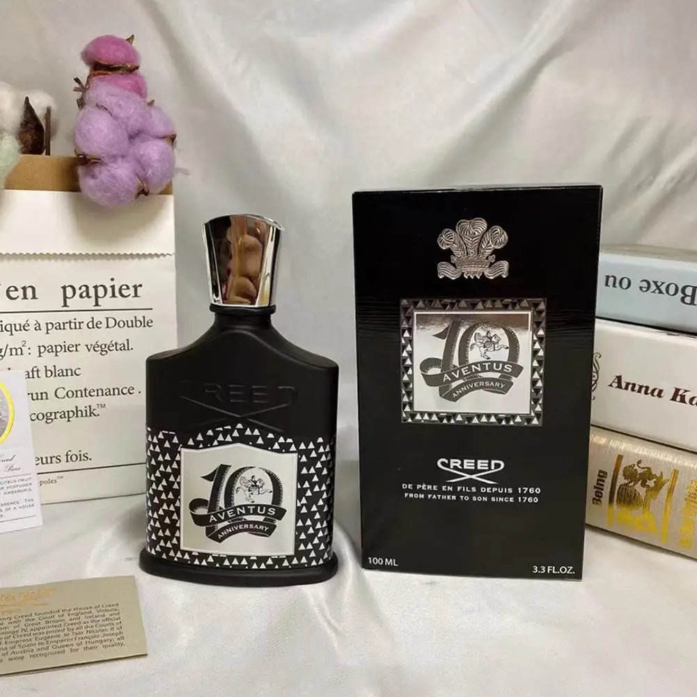 Creed Aventus 10th Anniversary EDP unisex perfume in iconic black bottle with metallic cap and 100ml display box.