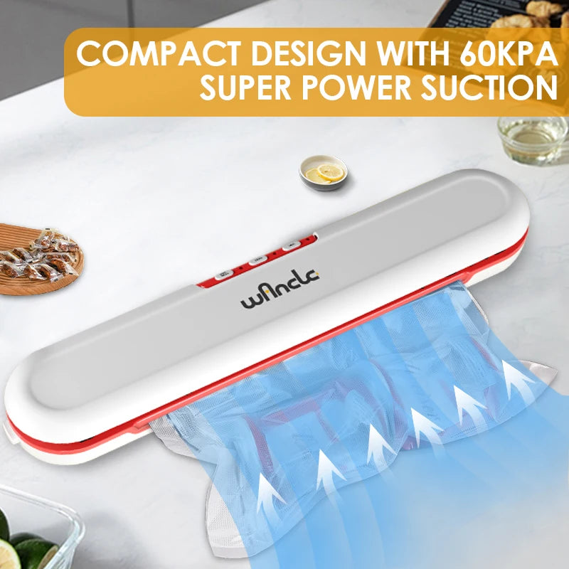 Wancle Food Vacuum Sealer 220V Electric Household Vacuum Packing Machine For Food Storage Manual Function With 10 Pcs Bags
