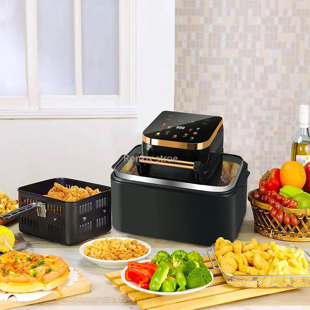 OEM Stainless Steel Square Intelligent Air-Fusion Air Fryer 8.1-10L Digital Control Non-Stick Energy-Saving Class Energy