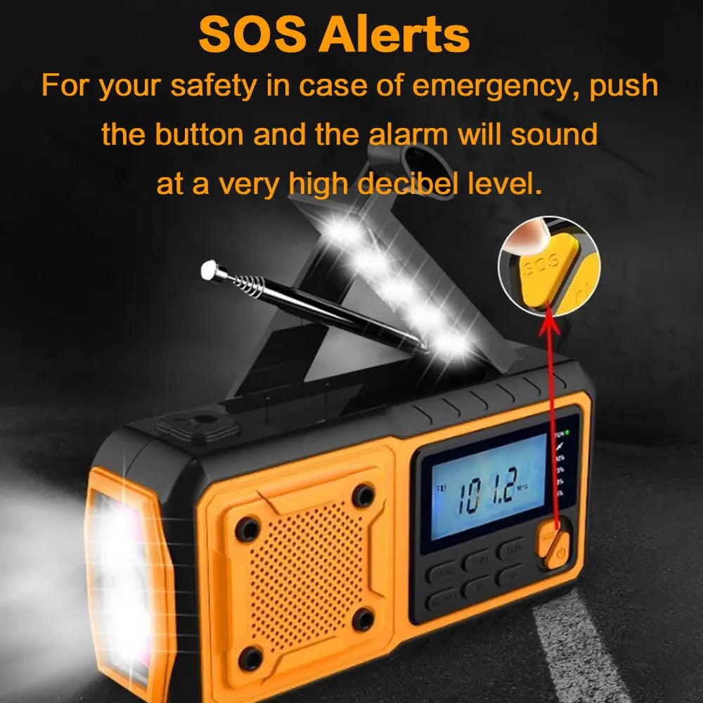4000mAh Portable Emergency Solar Power Radio Hand Crank Charging AM/FM Weather Radio Led Reading Flashlight Bank Phone Charger