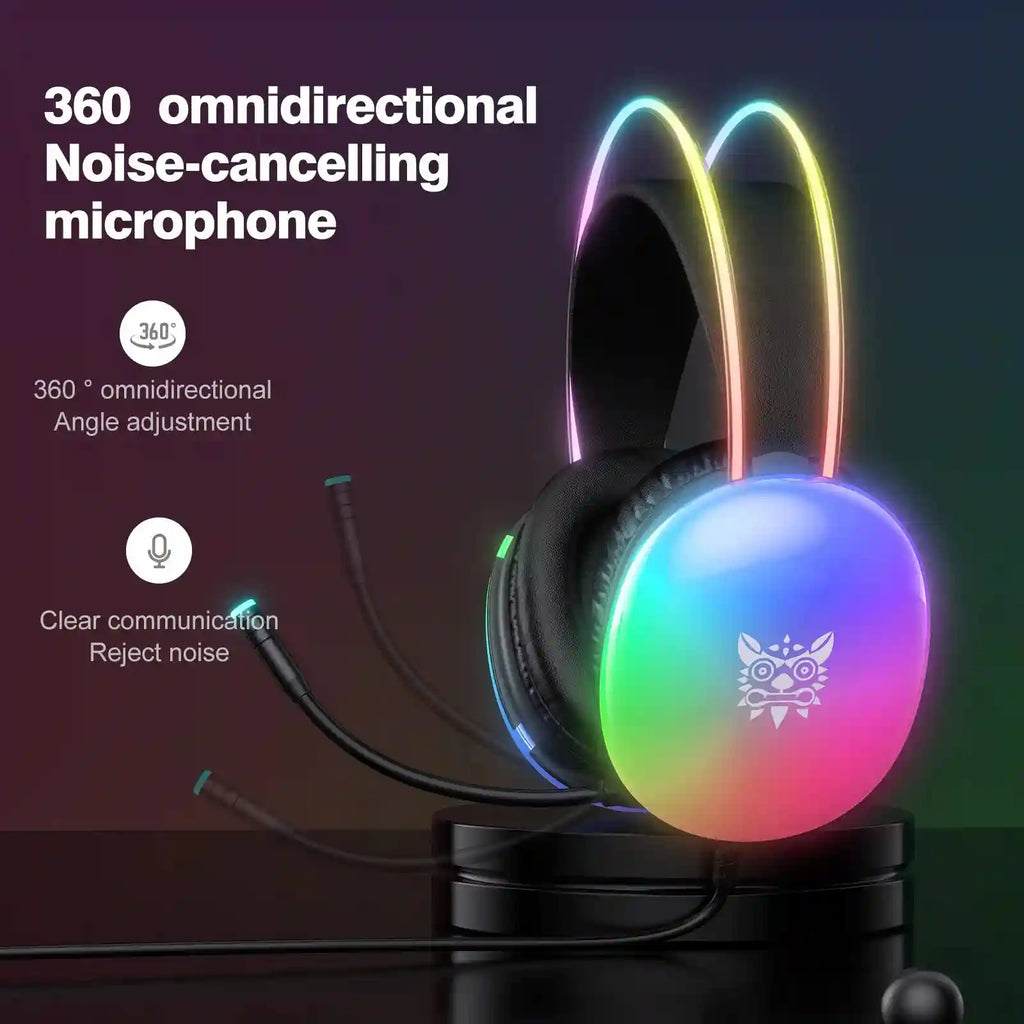 Gaming Headset with Noise Canceling Mic - Over-Ear Low Latency Black Tidesmit