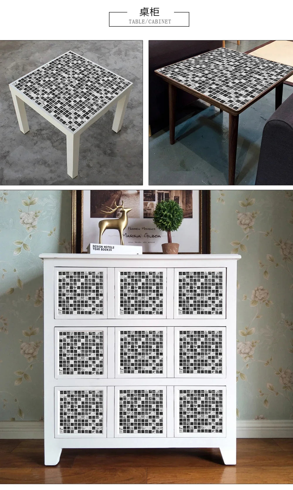 10pcs/set 10/15/20/30cm Flat Marble Mosaic Hard Tiles Wall Sticker Kitchen Bathroom Floor Diagonal Decor Wallpaper PVC Art Mural