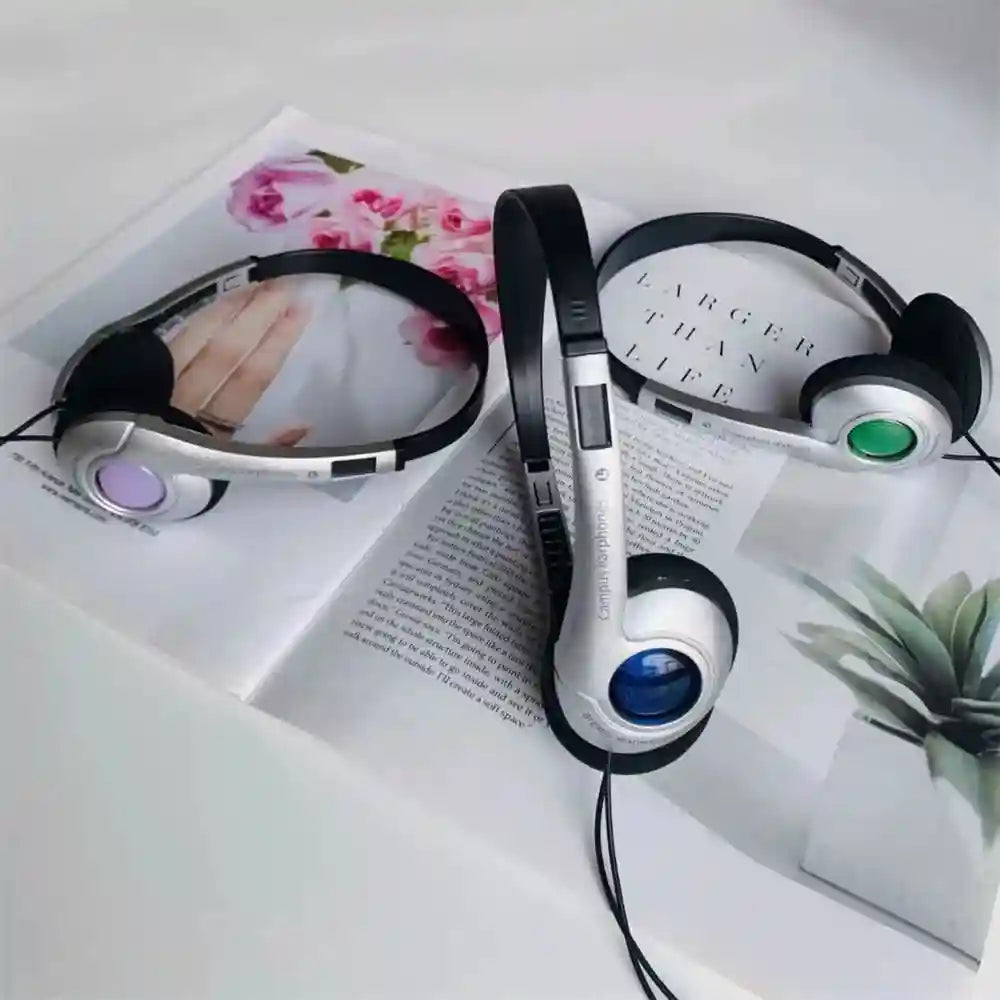 Y2K Wired Retro Headphones - Over-Ear Stereo Headset with Mic Tidesmit