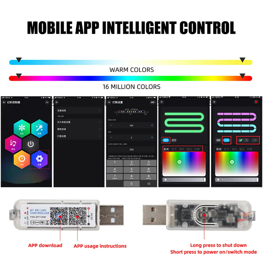 10-in-1 Car Ambient LED Lighting Kit - Customizable Atmosphere Lamp Tidesmit