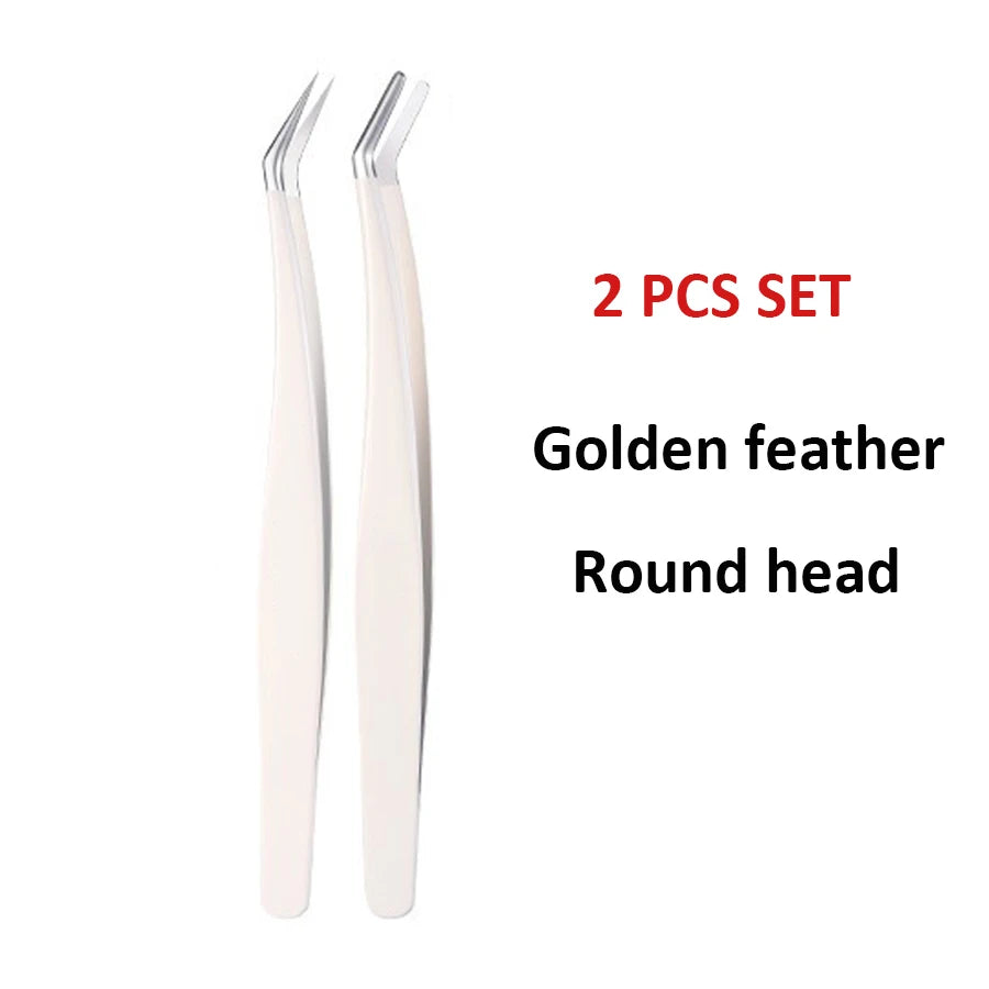 Eyelash Tweezers Precision Tool - Stainless Steel Crafting Tidesmit False Eyelashes 2 PCS B Tidesmit