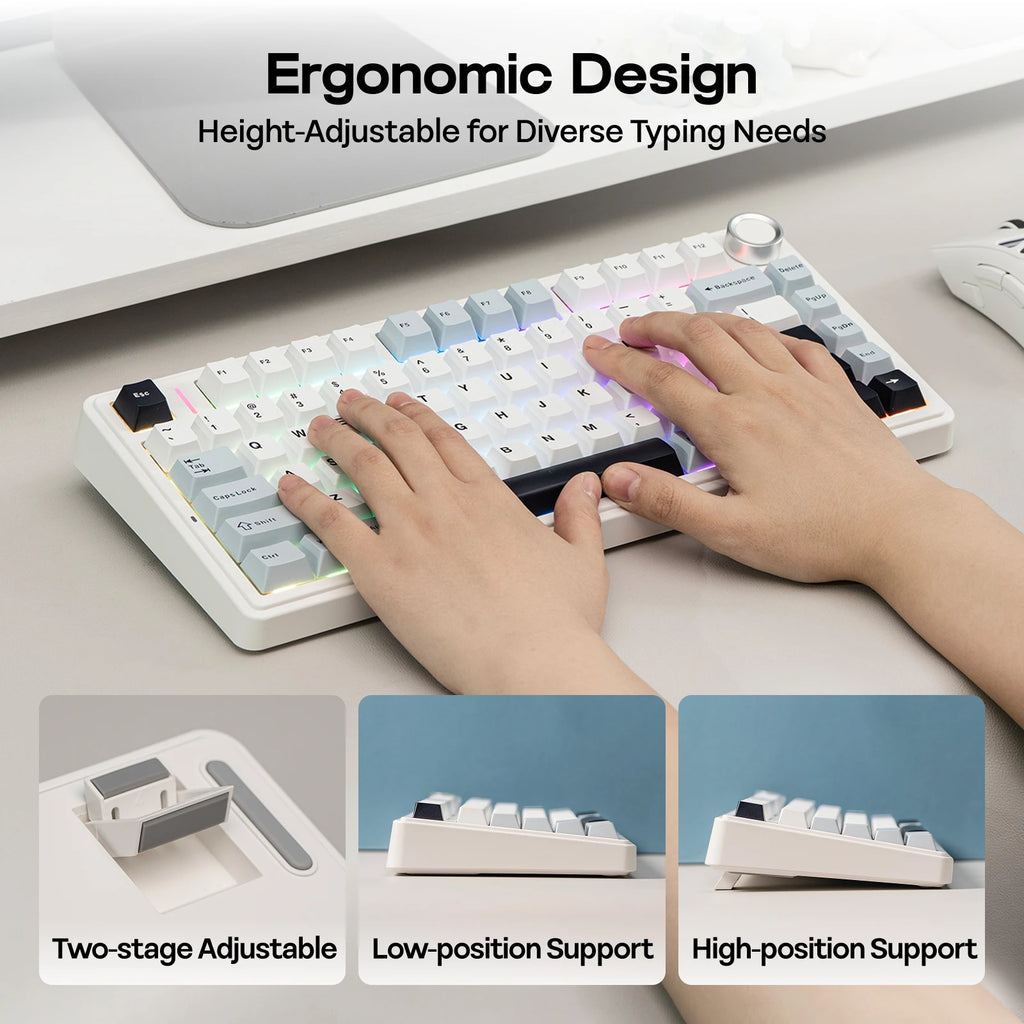 EPOMAKER x AULA F75 75% ANSI Hot-Swap Gasket Bluetooth 5.0/2.4G Wireless/Wired Mechanical Keyboard PBT Keycaps for Mac/Win