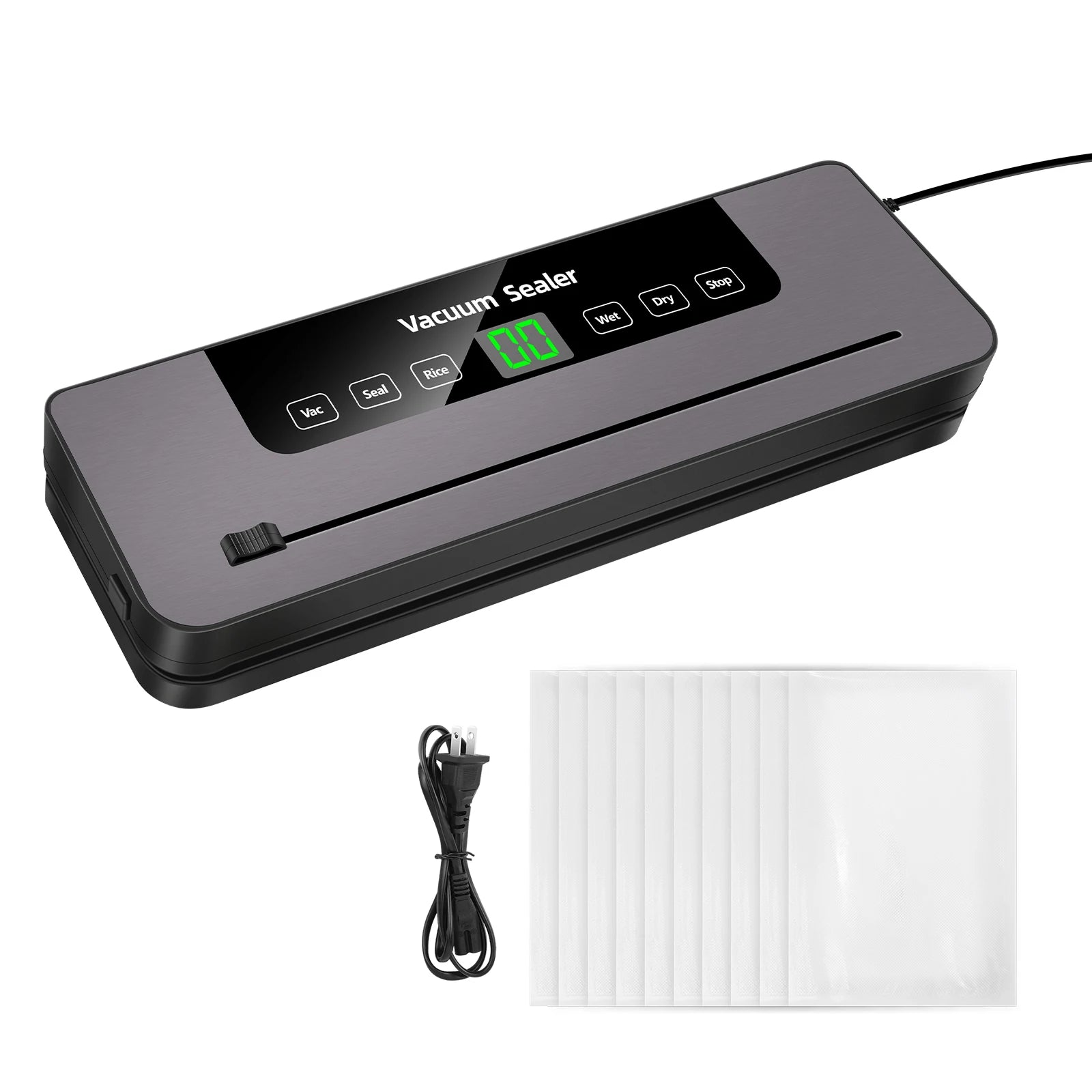 Tidesmit DayPlus automatic vacuum sealer machine for dry and wet food preservation with 10 included sealing bags