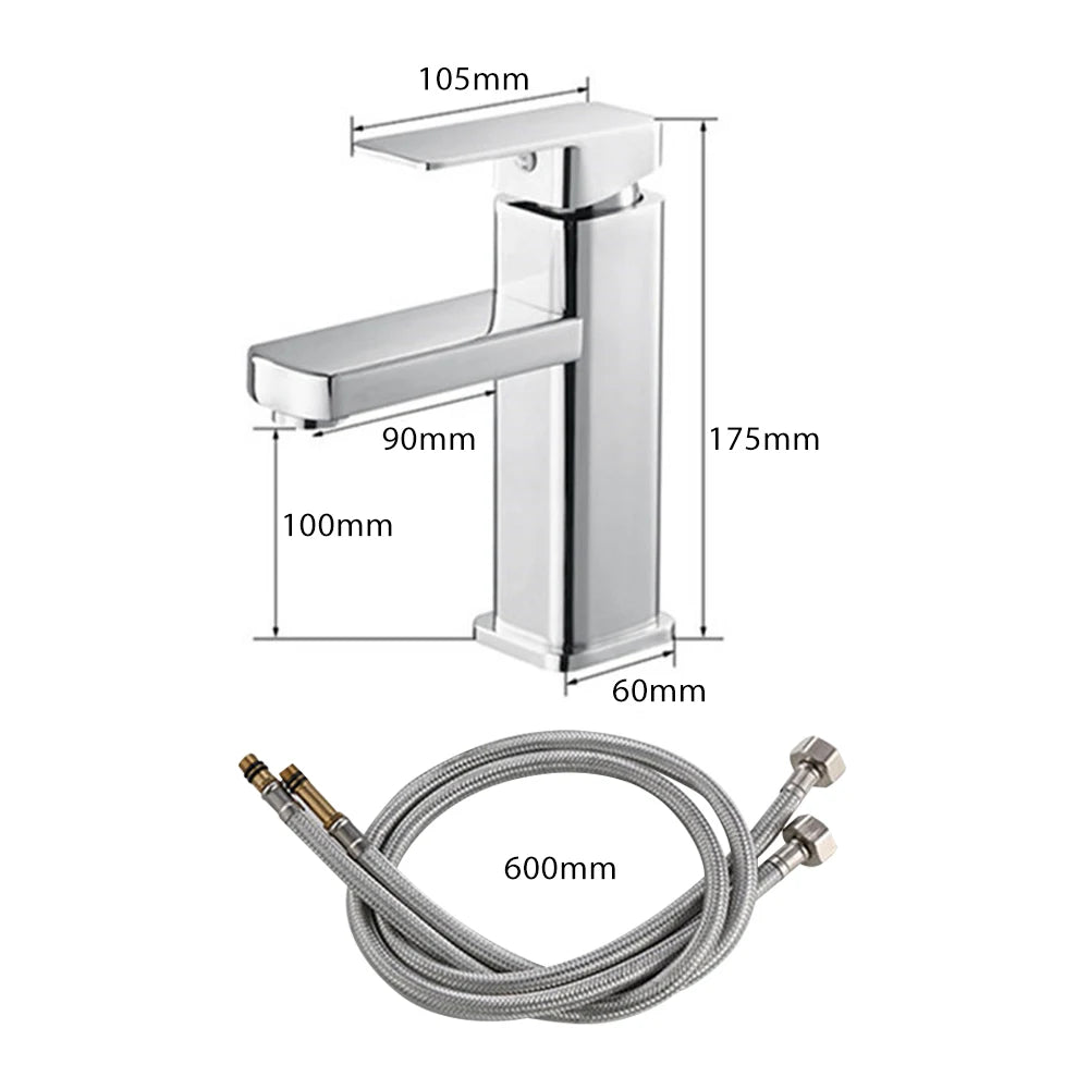 Stainless Steel Bathroom Faucet, Single Lever Basin Mixer, Anti-Oxidation 3-Layer Plating, Timeproof Rustproof, Washbasin Tap