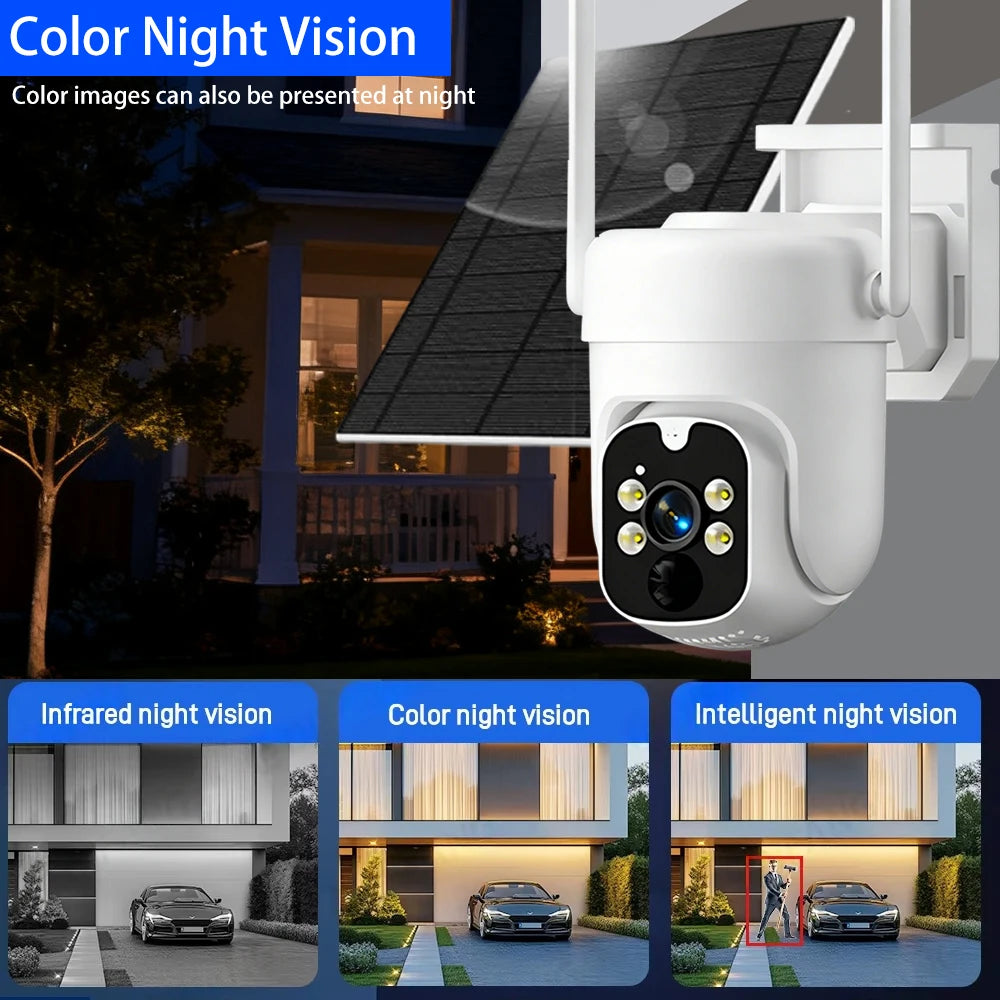 5MP EseeCloud Wireless Solar Outdoor Wireless PTZ Camera Built-in Battery 365 Days Standby Surveillance Camera With Solar Panel