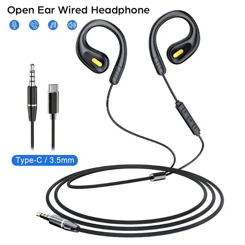 Tidesmit Open Ear Gaming Headset | Wired ENC Mic | 3.5mm & Type-C Options Tidesmit