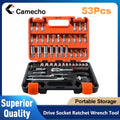 Camecho 53Pcs/Set 1/4-Inch Car Repair Tool Kit Socket Set Car Repair Tool Ratchet Torque Wrench Combo Auto Repairing Tool Set