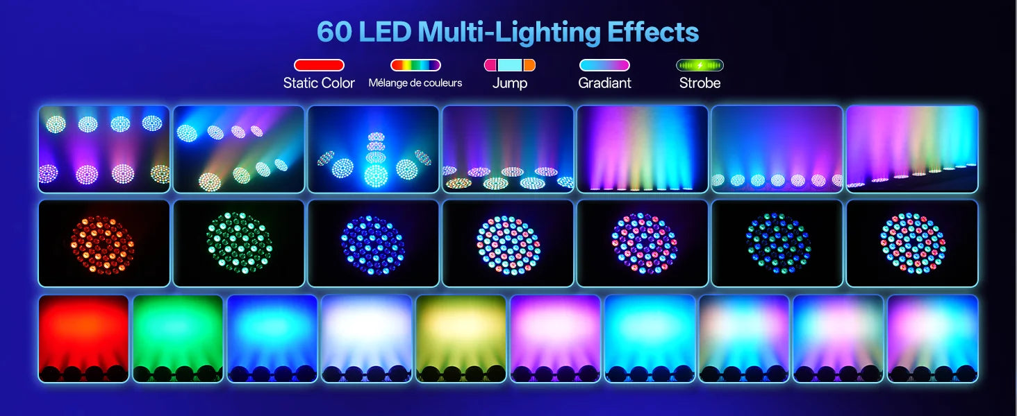 Somspot 4PCS 36W RGB Par Light 60LEDs DJ Party Lights Remote Control Disco Light for Stage Christmas Bar Club Wedding Birthday