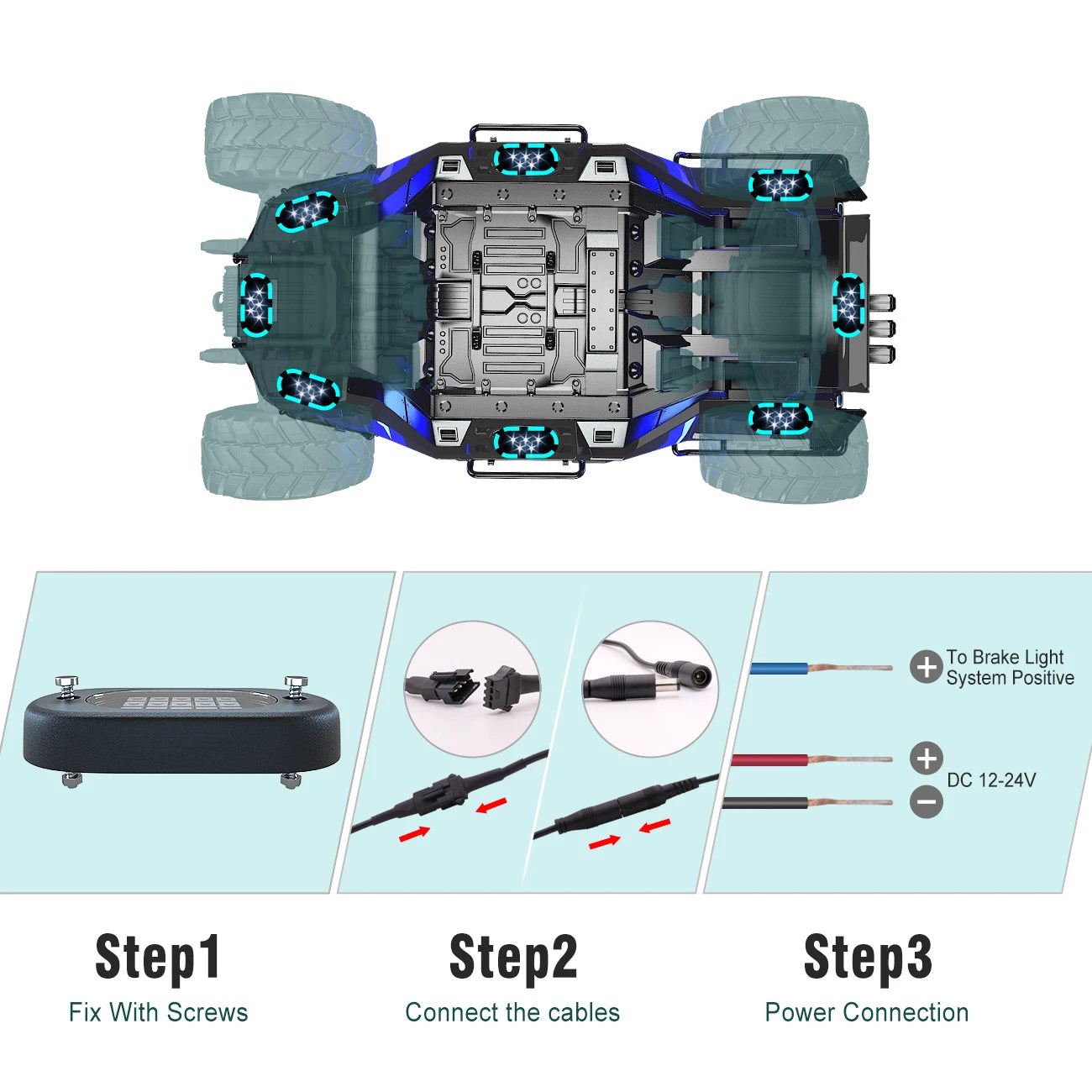 RGB LED Rock Lights for Trucks - App Controlled Neon Underglow Kit Tidesmit