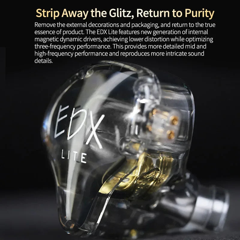 KZ EDX Lite Wired In Ear Earphones Monitor Stage Live Headphones HIFI Stereo Bass Music Earbuds Sports Gaming Headset Tidesmit