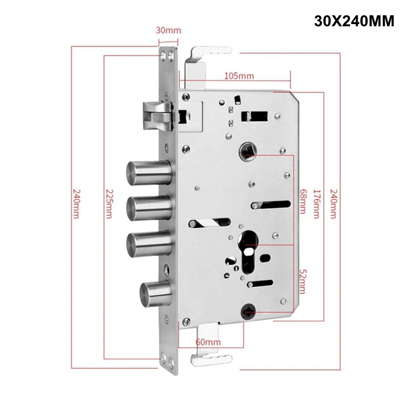 EGFirtor Metal Stainless Steel Electronic Lock Body Fingerprint Lock 240X24MM Square Bolt And Cylindrical Bolt